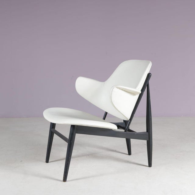 Textile Shell Chair by Ib Kofod-Larsen for Christensen & Larsen, Denmark, 1950s For Sale - Image 7 of 12