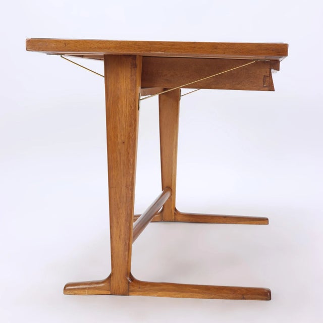 1960s Vintage Italian Architect's Oak Table For Sale In Philadelphia - Image 6 of 7
