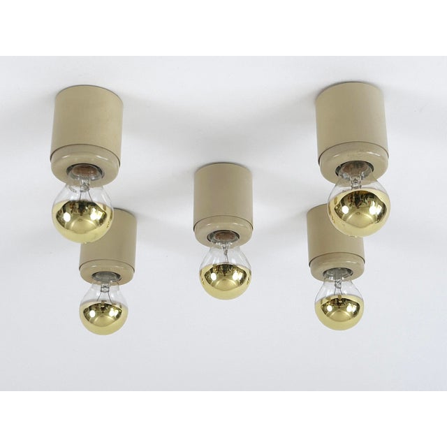 Set of five minimalistic mid-century modern ceiling lights or sconces. Model 'sp 14'. These are extremely rare pieces....