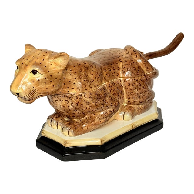 Vintage Palm Beach Regency Raymond Waites "Empire" Leopard Tureen - Maximalist Jungle Chic For Sale