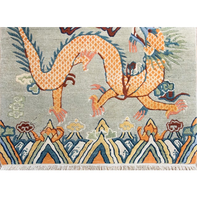 Vintage Tibetan Double-Dragon Rug For Sale - Image 4 of 15
