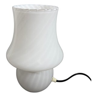 Vintage Murano Glass Table Lamp in Glossy White, 1970s For Sale