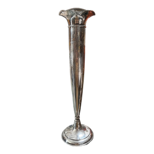 Huge 17” Antique International Sterling Silver Trumpet Vase