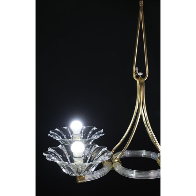 Extraordinary Art Deco Murano Glass and Bras Chandelier by Barovier E Toso, 1950 For Sale - Image 16 of 18
