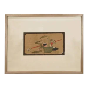 Mid 19th Century "Treasures of the Scholars'" Studio Tools Still Life Painting, Framed