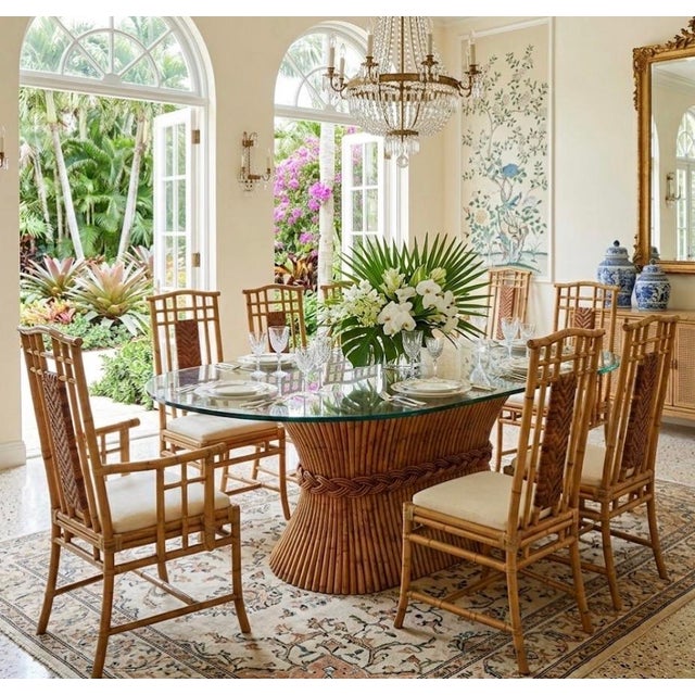 6 Late 20th Century Refurbished Rattan Chippendale Dining Chairs Styled After Bielecky Brothers For Sale - Image 10 of 10