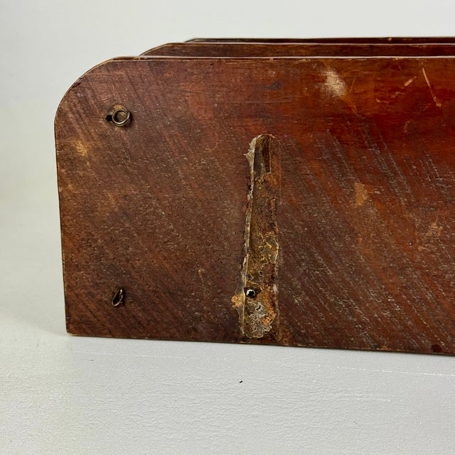 Vintage French Salvaged Bobbin Reels 3 Tier Wood Shelving Unit, Table/Counter Top Etageres For Sale - Image 17 of 18