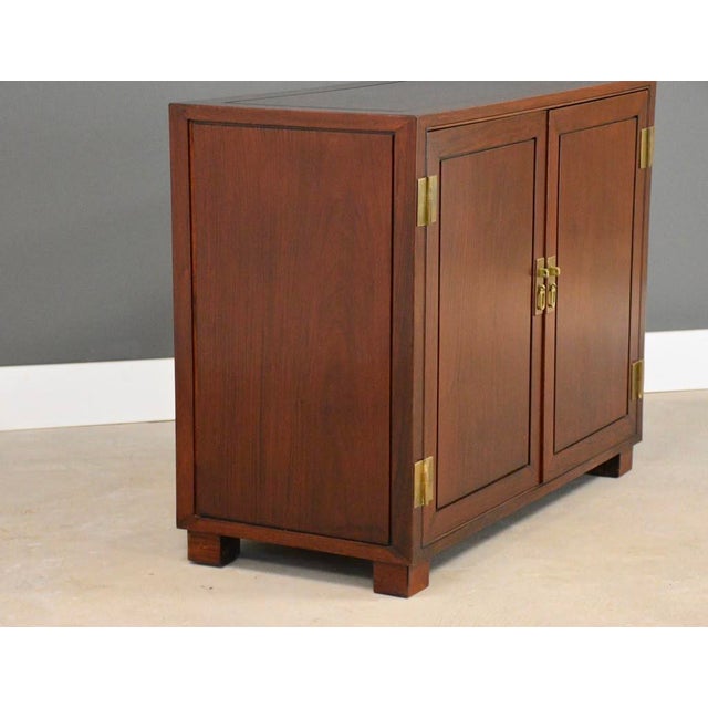 1970s Solid Mahogany and Brass Chest Credenza For Sale - Image 4 of 10