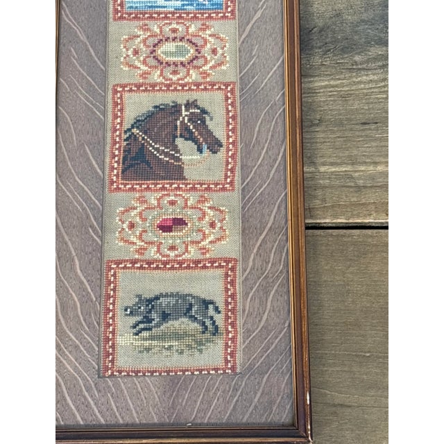 Framed Vintage English Textile Art For Sale - Image 4 of 4