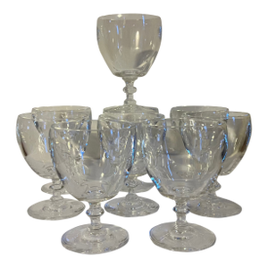 Steuben Crystal Wine Glasses or Water Goblets Circa 1930's Frederick Carder Design - Set of 9