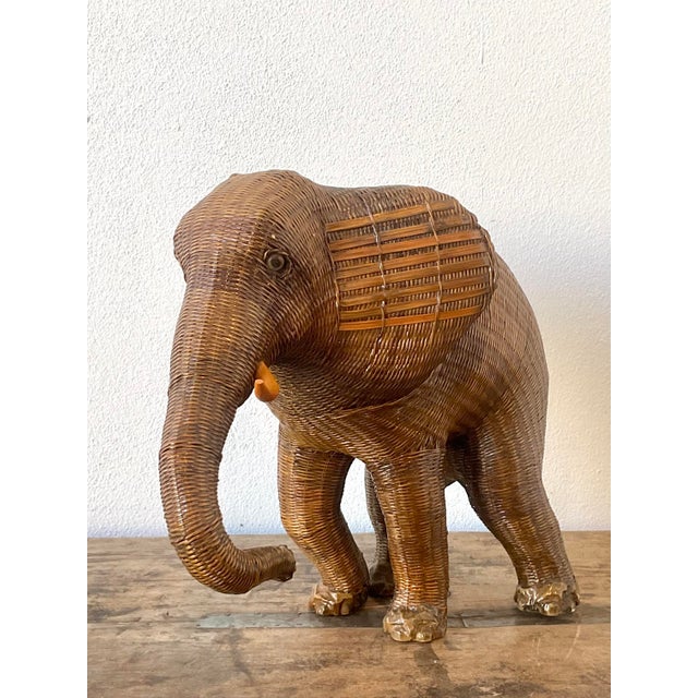 Mid-Century Modern Vintage Shanghai Weave Elephant Basket For Sale - Image 3 of 12