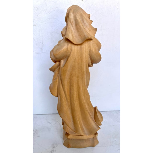 Figurative Mid-Century Hand Carved Wood Madonna and Child For Sale - Image 3 of 10