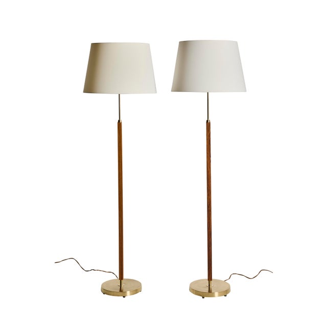 Wood Floor Lamps in Rosewood and Brass from Falkenbergs Belysning, 1960s, Set of 2 For Sale - Image 7 of 7
