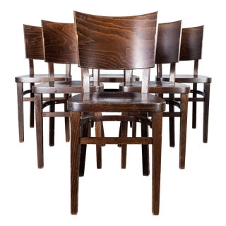 Vintage Deep Back Dining Chairs in Dark Walnut from Ton, 1970s, Set of 6 For Sale