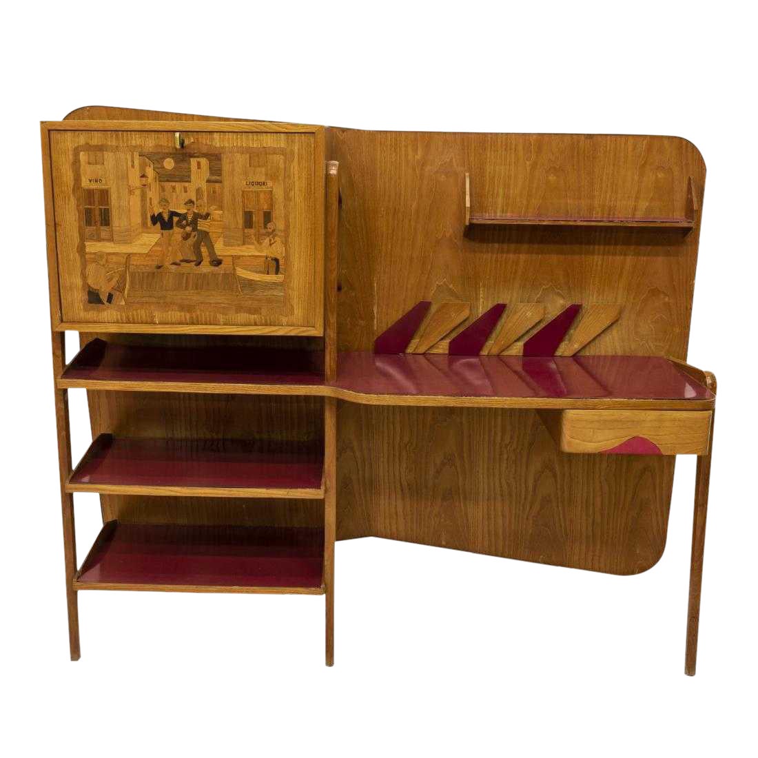 1950s Mid Century Modern Oak Wall Mounted Bar Cabinet Chairish