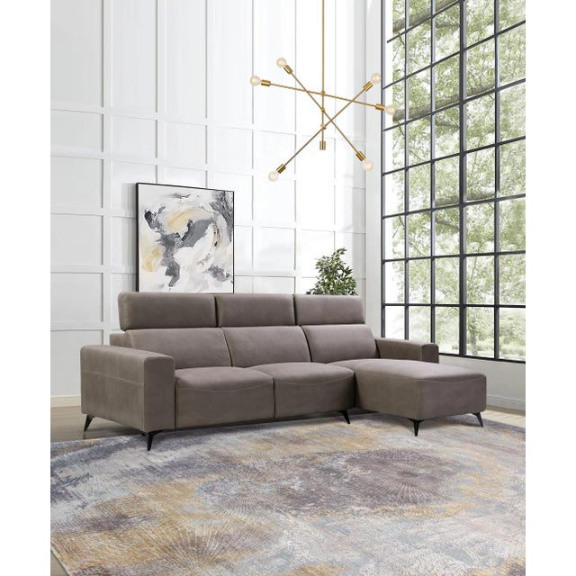 Gray Pasargad Home Modern Bari Sectional Sofa With Push Back Functional, Grey-Left Facing For Sale - Image 8 of 10