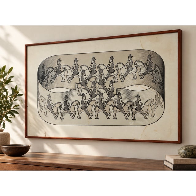 Escher Mid Century Modern Framed m.c. Escher Horsemen Print | Vintage MCM Art For Sale - Image 4 of 15