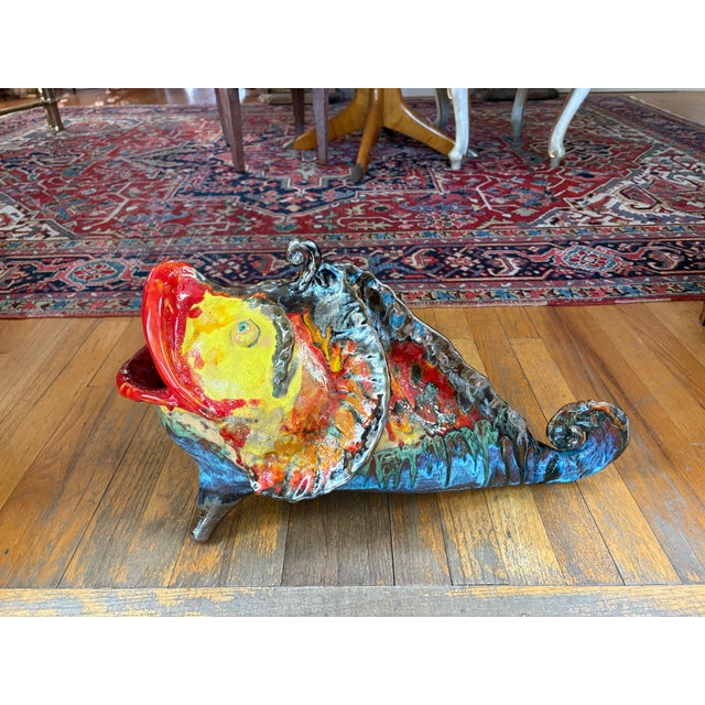 1950s Italian Glazed Terracotta Fish Sculpture For Sale - Image 14 of 15