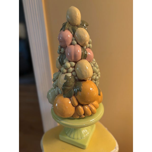 Vintage 1960s Italian Ceramic Pastel Fruit Topiary Centerpiece For Sale - Image 11 of 11
