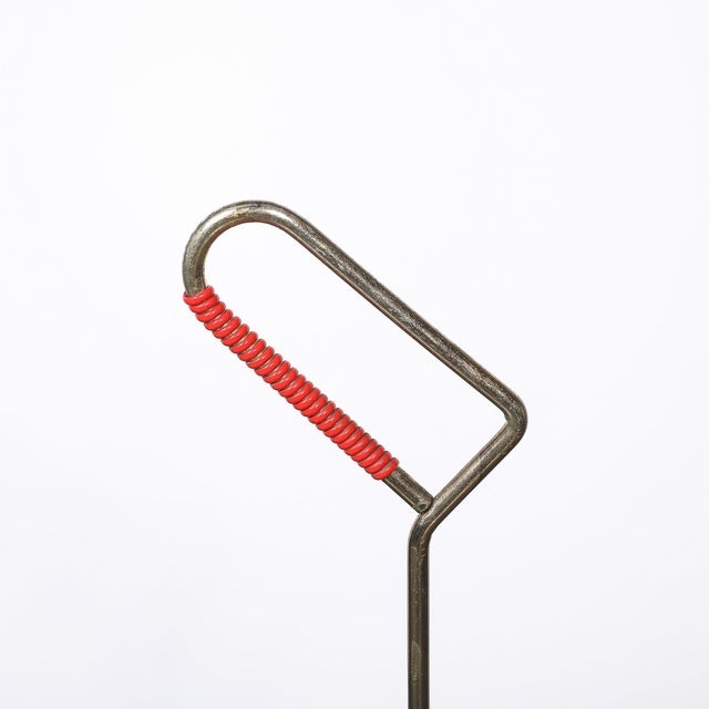 Red Mid-Century Modernist Sculptural Brass & Carnelian Red Enamel Umbrella Stand For Sale - Image 8 of 18