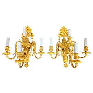 Italian Empire Sconces in Gilded Bronze, 1750s, Set of 2 For Sale