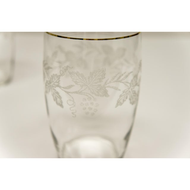 Mid 20th Century Bartlett Collins Gold Rim Etched Grapevine Glass Tumblers Set of 6 For Sale - Image 5 of 7