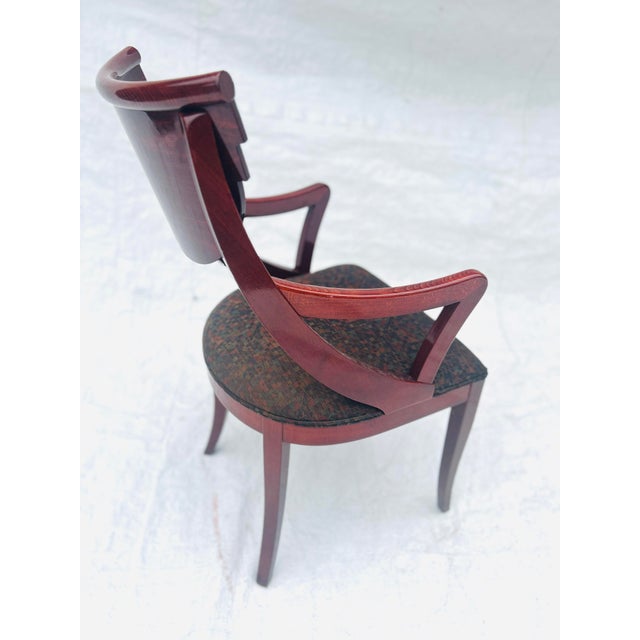 Brown Contemporary Hollywood Recency Style Lacquered Wood Italian Attributed to Pietro Costantini Arm Chair For Sale - Image 8 of 10