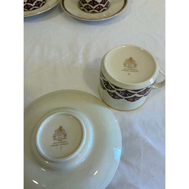 Vintage Pickard Ensemble Burgundy Gold Cups & Saucers - 8 pcs For Sale - Image 10 of 11