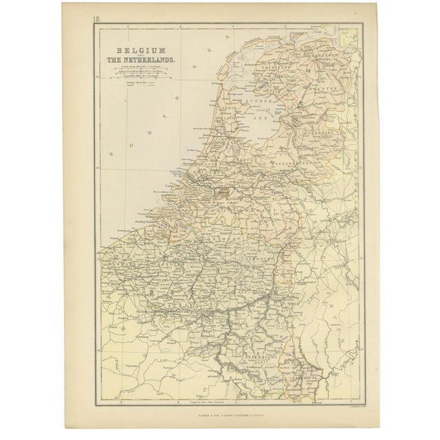Beige Map of Belgium and the Netherlands, 1882 For Sale - Image 8 of 8