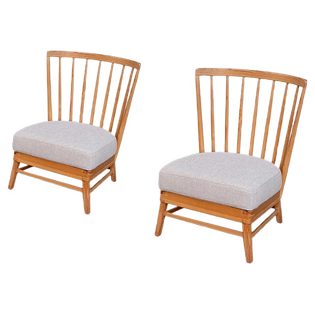 Set of Scandinavian Modern Pine Lounge Chairs, 1950s For Sale