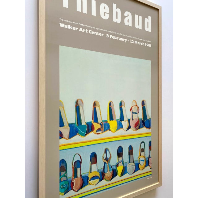 Wood Wayne Thiebaud Vintage 1981 Pop Art Lithograph Print Framed Museum Exhibition Poster " Shoe Rows " 1975 For Sale - Image 7 of 12
