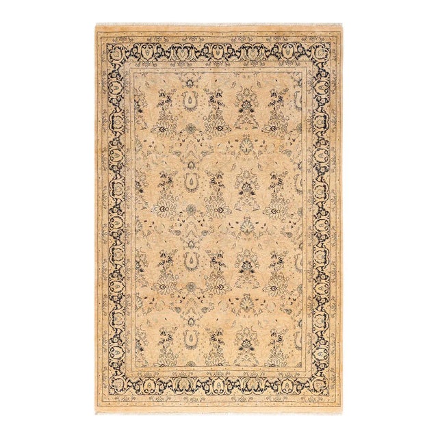 Beige Mogul, One-of-a-Kind Hand-Knotted Area Rug in Beige, 6' 0" x 9' 3" For Sale - Image 8 of 8