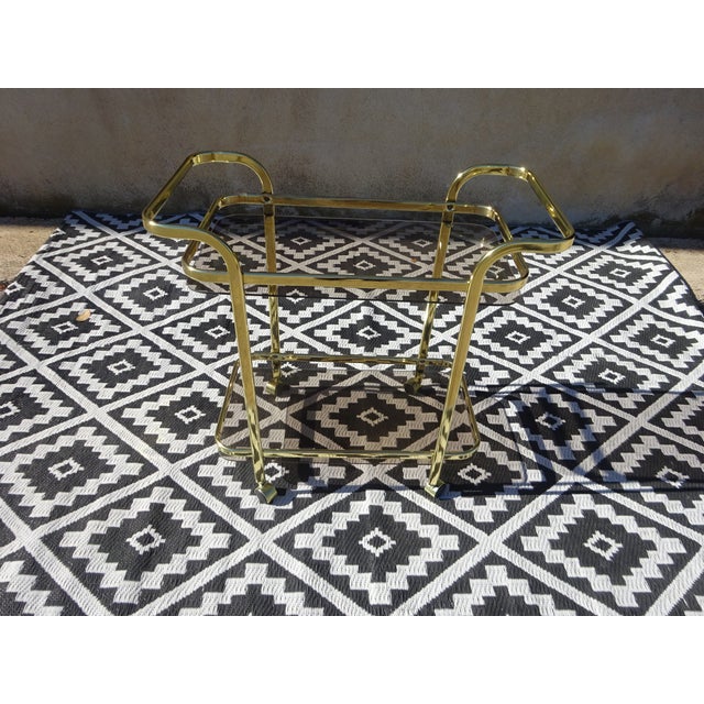 Rolling Serving Cart in Gilded Metal and Glass, 1980s For Sale - Image 4 of 18