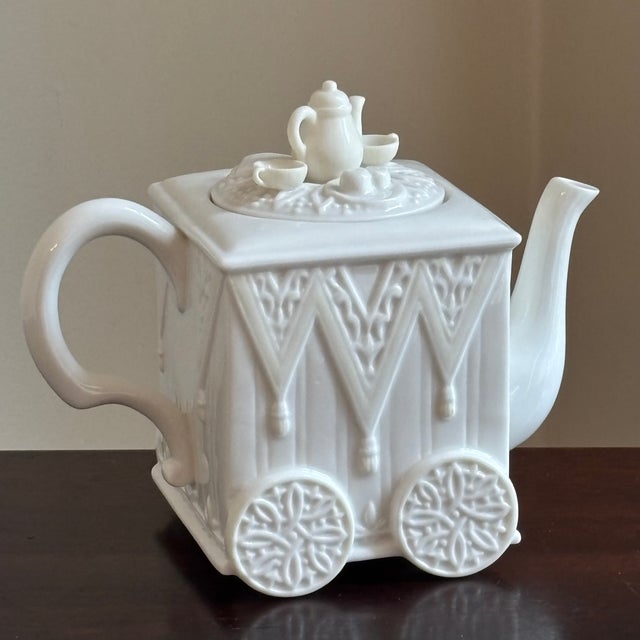 Late 20th Century Vintage Lenox Tea Cart Porcelain Teapot For Sale - Image 5 of 17
