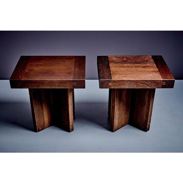 Gold German Studio Oak Side Tables, 1960s, Set of 2 For Sale - Image 8 of 14
