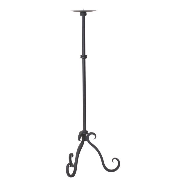 Brutalist Iron Candlestick, 1950s For Sale