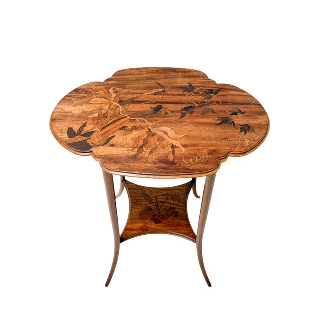 Art Nouveau Walnut Marquetry Side Table by Émile Gallé, France, 1900s For Sale - Image 10 of 10