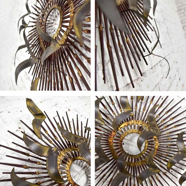Mid 20th Century Wall Sculpture Torch Cut Brass Birds on Starburst Nail Style Silas Seandel or William Bowie For Sale - Image 12 of 13
