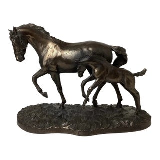 Genesis Fine Art Mare and Running Foal Horse Sculpture For Sale