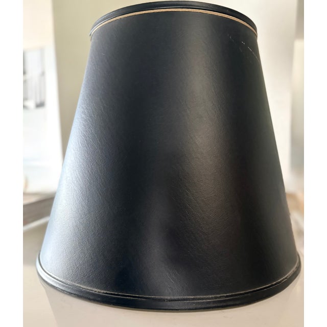 1970's Oversized Gold Brass and Black Wood Lamp With Black Shade in the Style of Ralph Lauren For Sale - Image 11 of 13