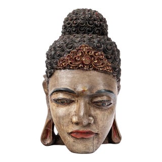 Early 20th Century Chinese Guanyin Buddha Head Sculpture For Sale