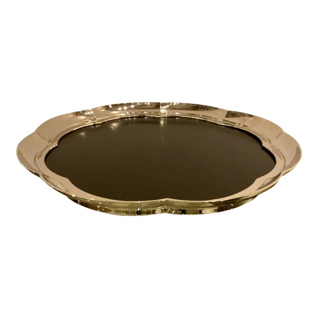 Global Views Modern Polished Nickel Scalloped Tray For Sale