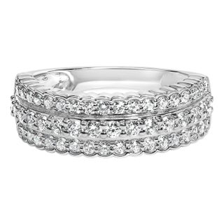 .925 Sterling Silver 1.0 cttw Lab Grown Diamond 3 Row Band Ring (F-G Color, VS1-VS2 Clarity) - Ring Size 7 For Sale