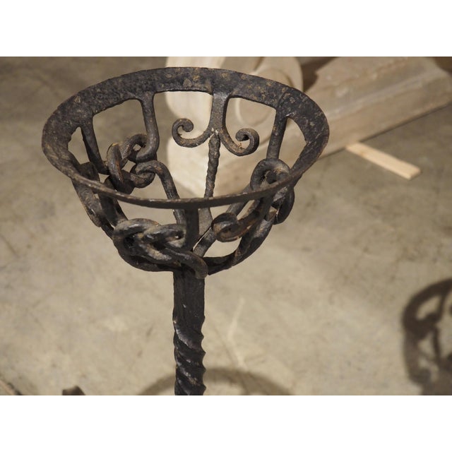 18th Century French Wrought Iron Chenets With Richly Worked Knot Patterns For Sale - Image 4 of 12