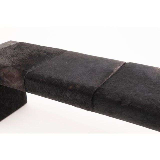 Contemporary Bernhardt Furniture Hide Upholstery and Chrome Contemporary Modern Accent Bench For Sale - Image 3 of 6