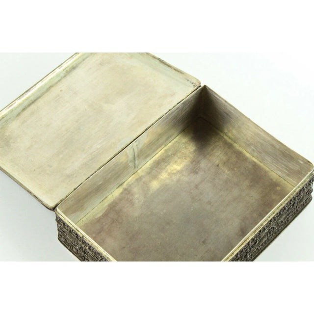 Metal Early 20th Century Balinese Sterling Silver Filigree & Stones Trinket Box For Sale - Image 7 of 10