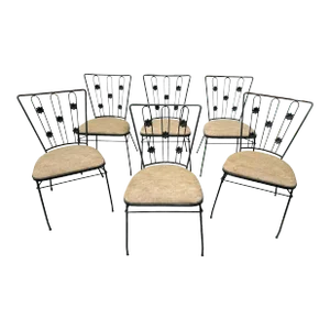 1950s Mid Century Modern Iron Dining Chairs in the Style of Paul McCobb - Set of 6