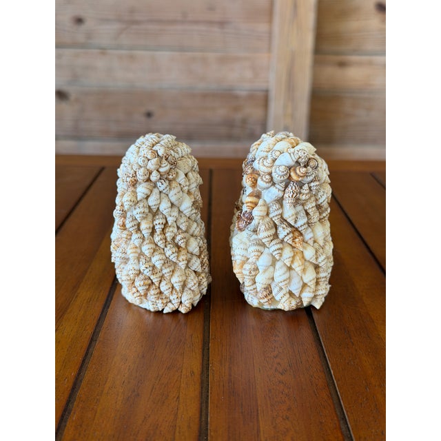 Pair of Vintage Seashell Encrusted Owl Figurines For Sale - Image 4 of 11