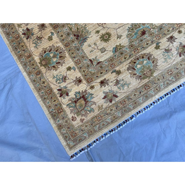 Cream Hand-Knotted Oushak Style Wool Area Rug - 8'1" X 10'0" For Sale - Image 8 of 15
