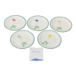 Late 20th Century Vintage Asian 5pc Koransha Porcelain Plate Set With Original Box- Set of 6